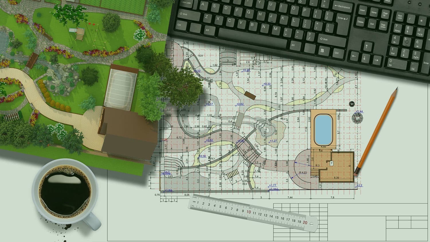Maquette d'un projet d'aménagément extérieur