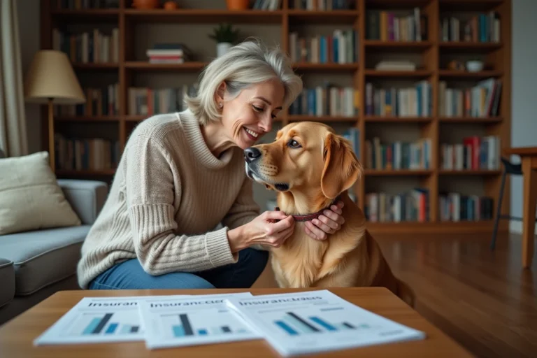 Femme avec chien en intérieur pour assurance